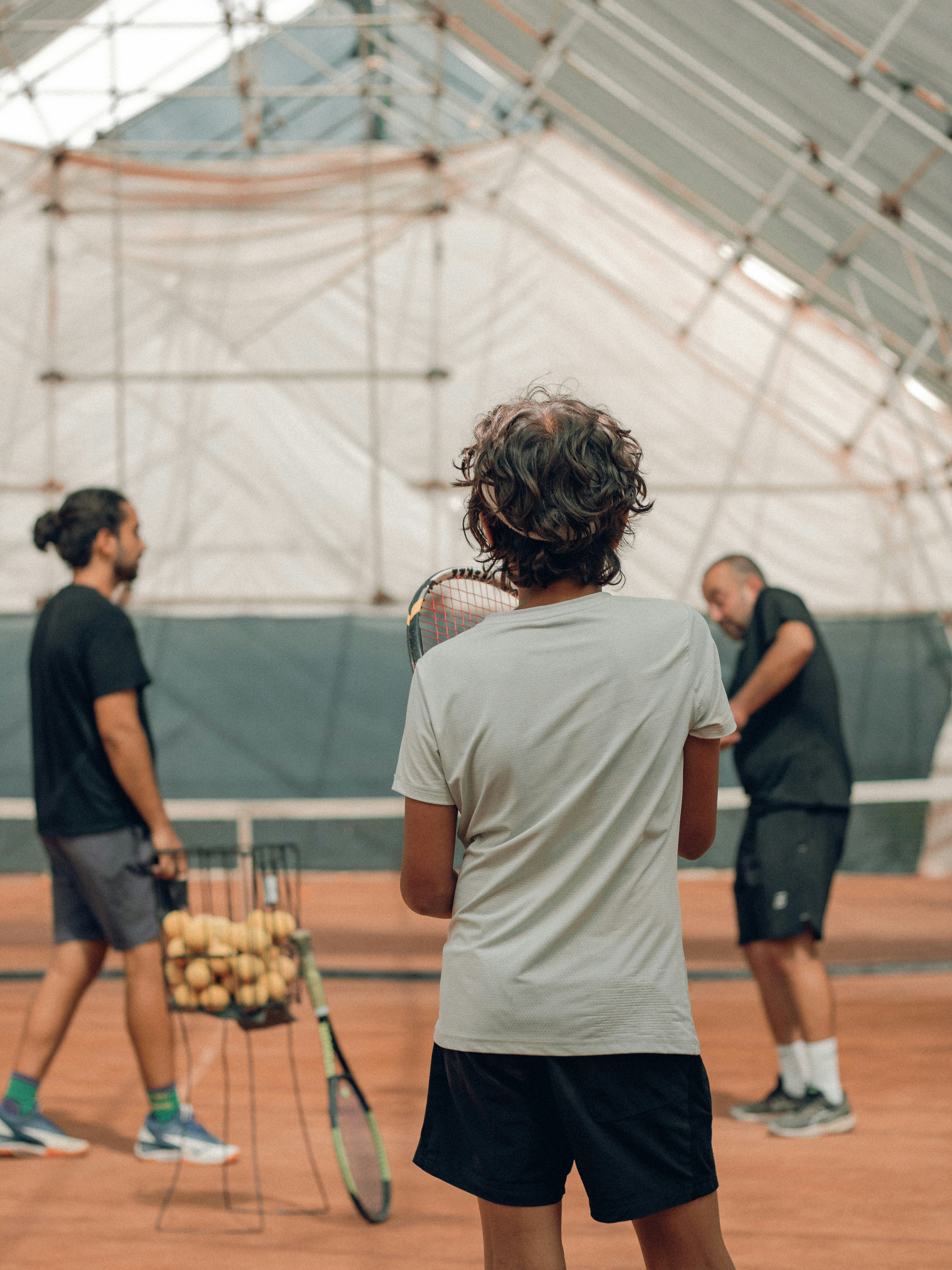 Group playing tennis